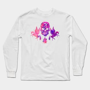 Human Skull Unicorns Long Sleeve T-Shirt